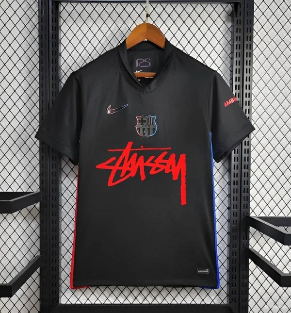 24/25 Barcelona x Stussy Away Black Jersey 1:1 Thai Quality